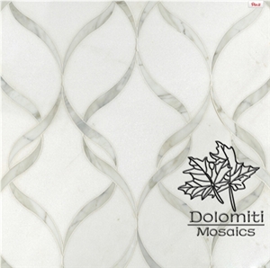 Waterjet Mosaic Tiles in Thassos White,Calacatta Tia Wm021 Medallion