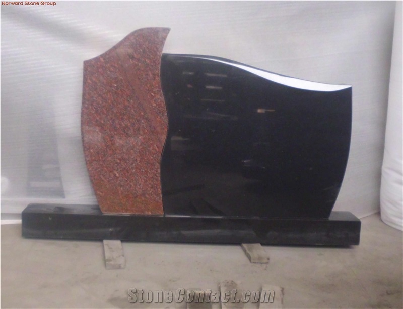 Fengzhen and Ruby Red Black Granite Tombstone