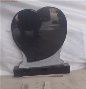 Western Style Shanxi Black Granite Heart Tombstone