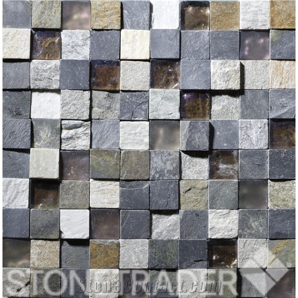 Glass & Slate Mix Mosaic