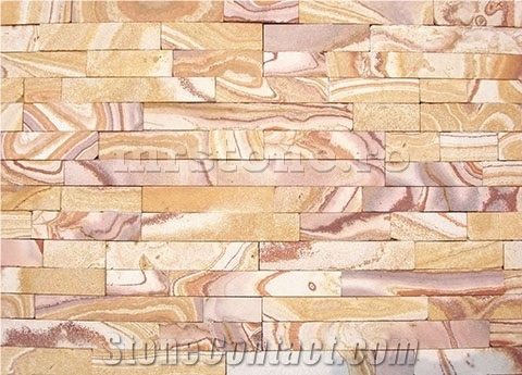 Rainbow Sandstone Stacked Wall Panels