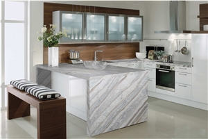 Quartzite Himalaya Kitchen Countertop, White Quartzite Kitchen Countertops