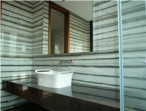 Staturio Nero Linear Marble Bathroom Design