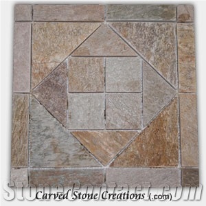 Serengeti Gold Quartzite Triangle Square Pattern Mosaic