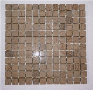Timber Sandstone Tumbled Square Mosaic Tiles, Brown Sandstone Mosaic