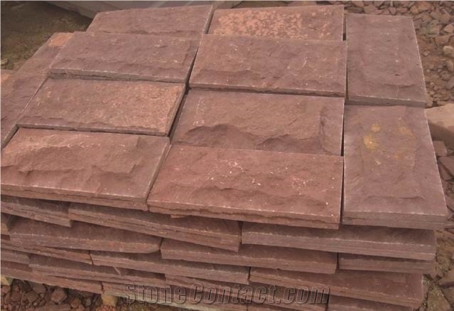 Purple Sandstone Cobble & Pavers, China Red Sandstone