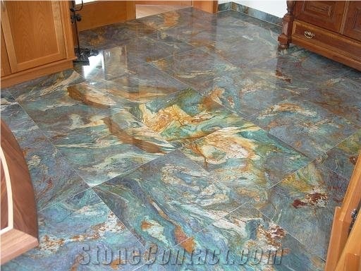 Azul Portofino - Blue Louise Quartzite Floor Tiles, Brazil Blue Quartzite