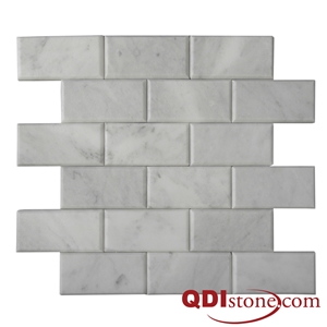 Afyon White Marble Honed Mosaic