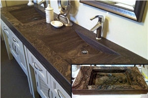 Eramosa Limestone Solid Double Sink Vanity Top