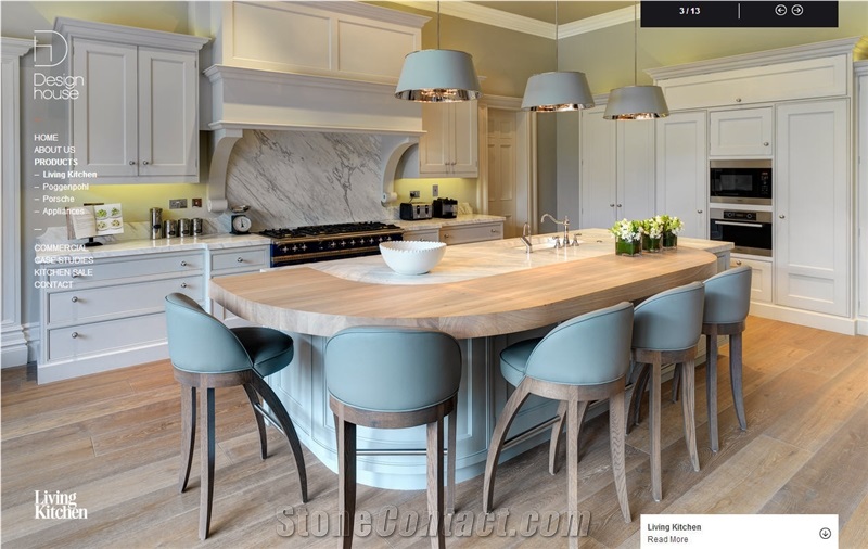Living Kitchen by Design House, White Marble Kitchen Design