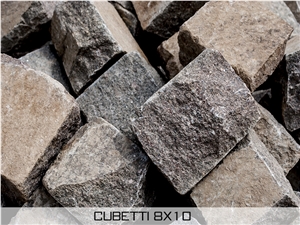 Porfido Trentino Granite Cube Stone, Brown Granite Cube Stone