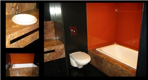 Juparana Bordeaux Granite Bathroom Design