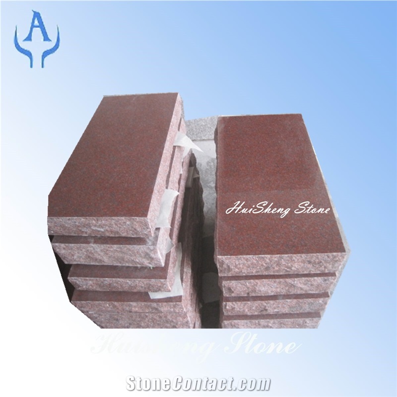 India Red Granite Lintel Small Stairs Headstone Tombstone Monument, India Red Granite Monuments