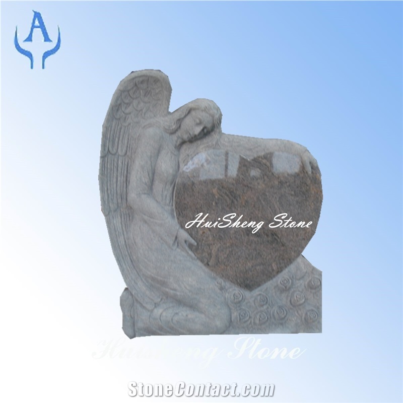 Indian Aurora Granite Angel Headstone