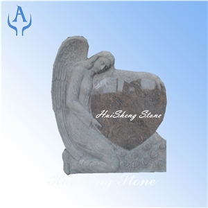 Indian Aurora Granite Angel Headstone
