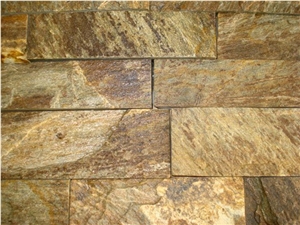 Natural Stone Ledge Stone Wall Tiles, Yellow Quartzite Ledge Stone