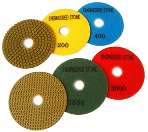 Rockmaster 4" Engineered Stone Polishing Pad Set - Wet Only