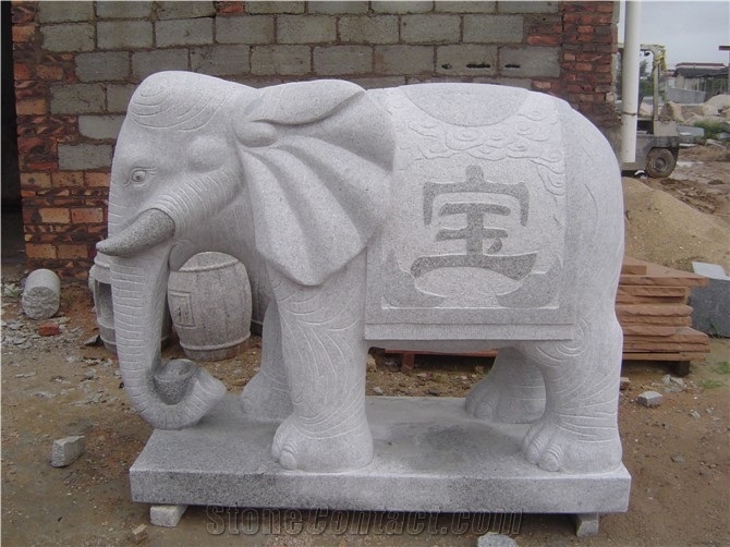 Animal Stone Carving,Elephant Stone Carving,White Animal Stone Sculpture