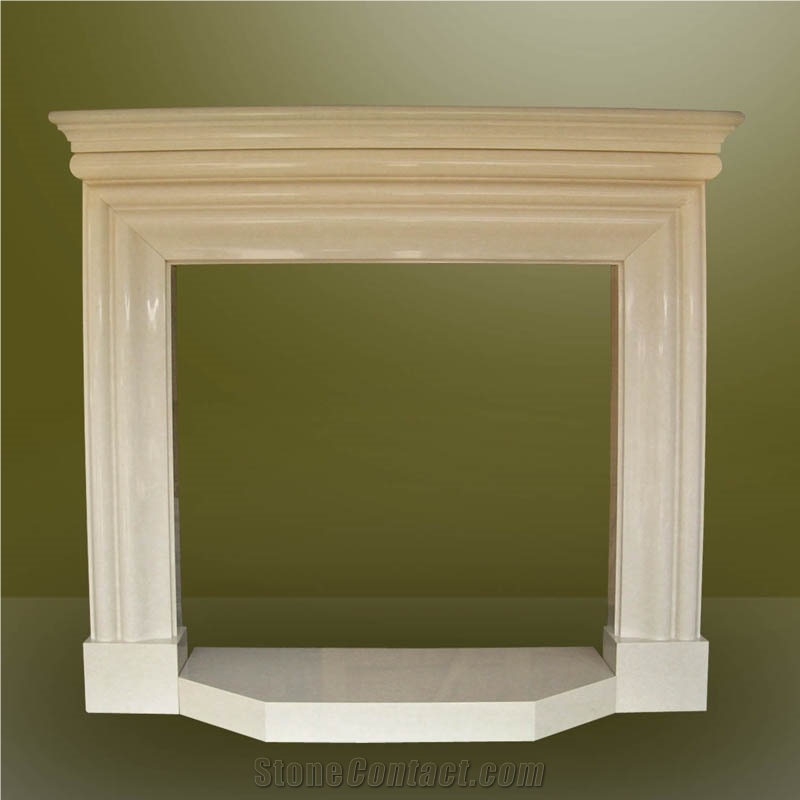 Beige Marble Fireplace Mantel, Yellow Marble Fireplace Mantel