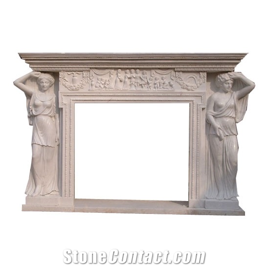 Statuary Marble Fireplace Design, Yellow Marble Fireplace Design