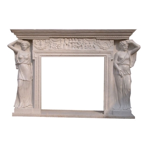 Statuary Marble Fireplace Design, Yellow Marble Fireplace Design