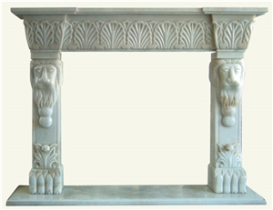 White Marble Sculpture Fireplace Mantel