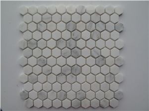 Mosaic in Marble, China White Marble Brick Mosaic