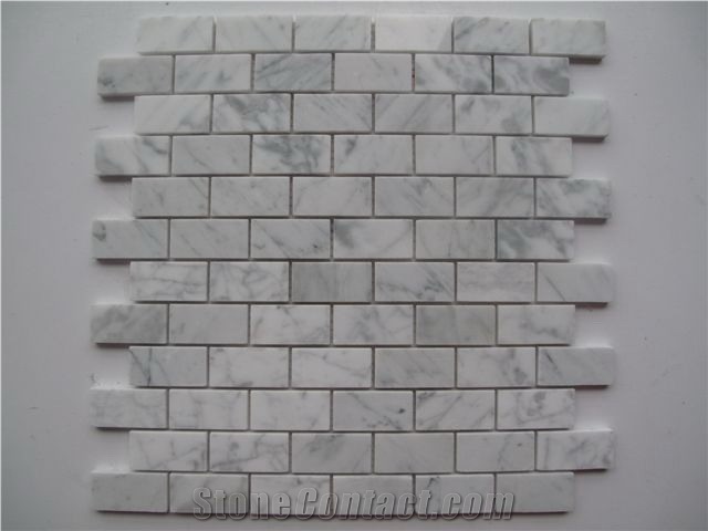 Mosaic in Marble, China White Marble Brick Mosaic