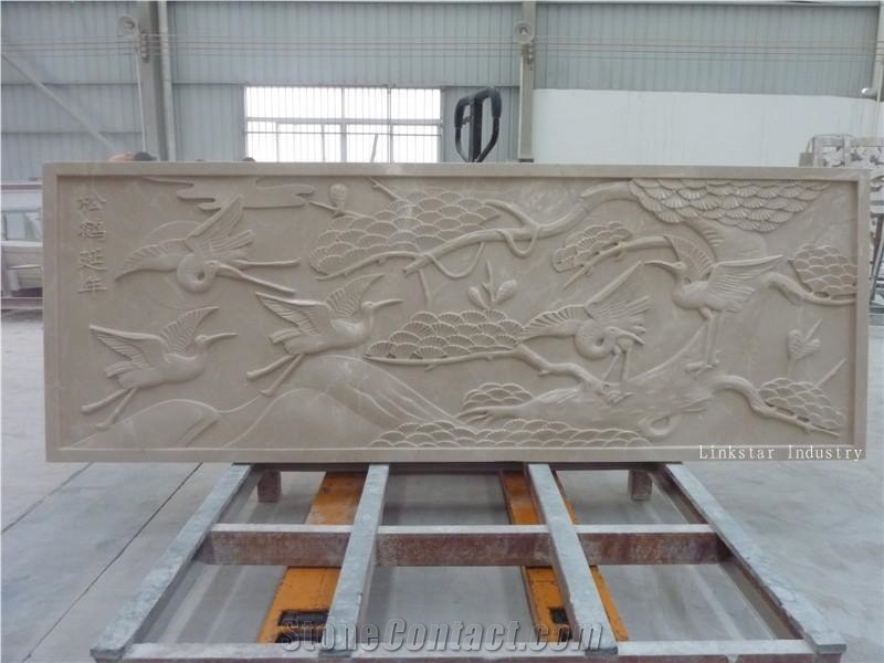 Beige Stone 3d Accent Carved Cladding Wall Art Panel, Beige Marble Relief & Etching