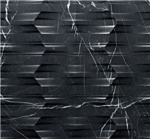 3d Black Marquina Marble Feature Wall Panel, Black Marble Wall Panels
