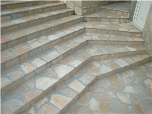 Exterior Stone, Beige Stairs & Steps