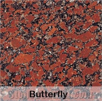 Red Butterfly Slabs & Tiles, Red Granite