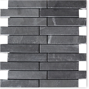 Brazilian Black ( Montauk Black Slate ) Cleft Slate Tile Slate Waterfall Mosaic