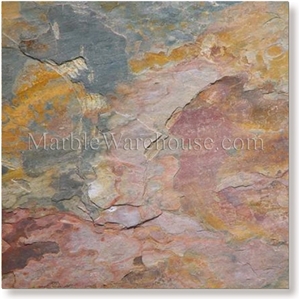 Indian Multicolor Cleft Slate Tile, Kund Peacock Slate Slabs & Tiles