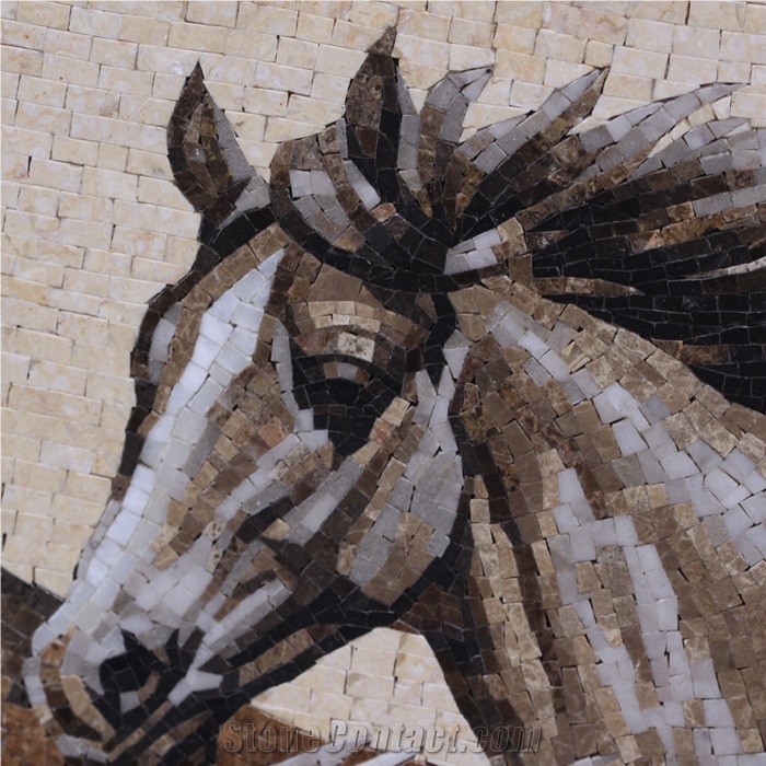 Micro Marble Mosaic Wild Horses