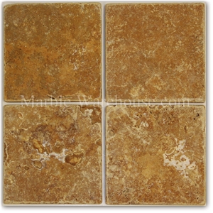 Yellow Tumbled Travertine Tile, Turkey Yellow Travertine