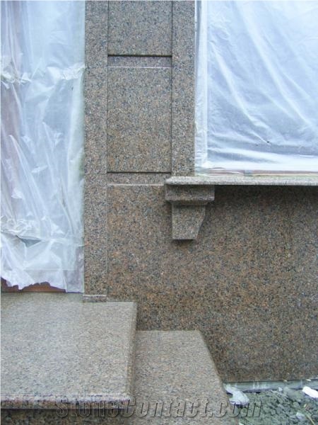 Facade with Flower Of Ukraine Granite