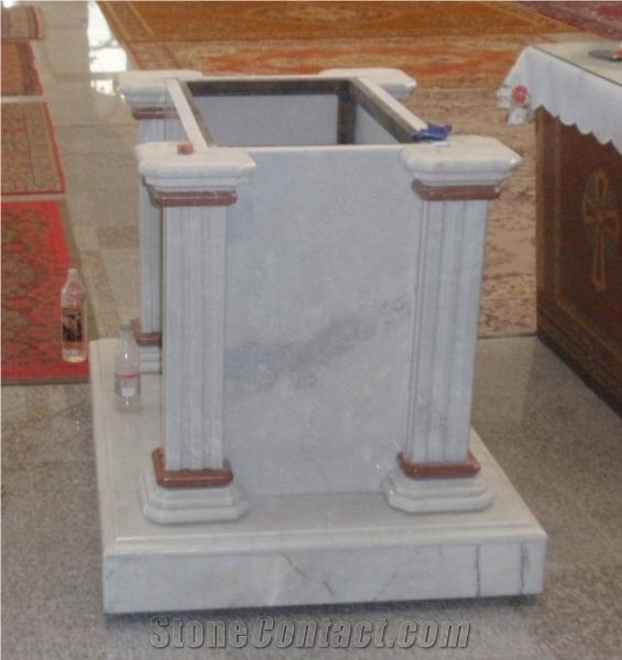 Milas Pearl Marble and Rosso Alicante Marble Church Altar, Chapel Altar