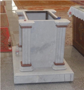 Milas Pearl Marble and Rosso Alicante Marble Church Altar, Chapel Altar