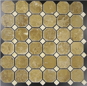 Octagon Noce-Anatolian Cream Travertine Mosaic