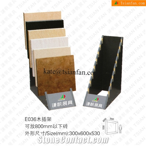 E036 Black Wooden Tile Rack Display for Stone
