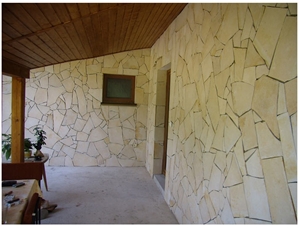 Croatian Yellow Limestone Irregular Wall Stone, Giallo Dalmatia Yellow Limestone