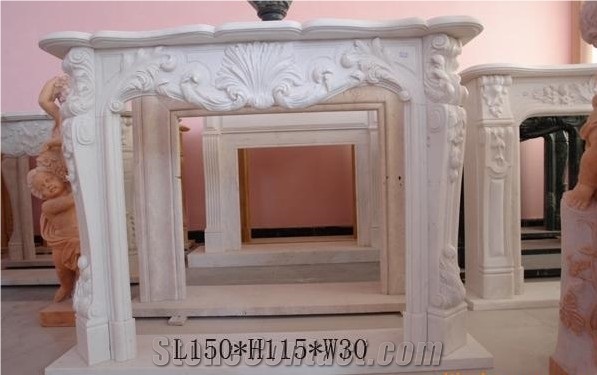 Carved White Marble Fireplace Interior, Elegant Marble Fireplaces Factory Outlet