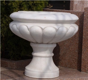 Carved White Marble Planters/ Flowerpots, Custom Marble Planters