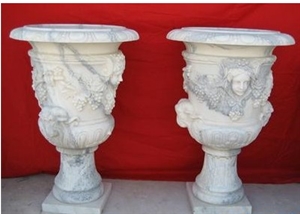 Hand Carved White Marble Planters/ Flowers, Custom White Marble Planters