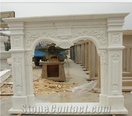 White Marble Fireplace Surrounds Cheap, Custom Hand-Carved Marble Fireplace