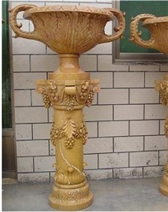 Yellow Marble Carved Planters/ Flowerpots
