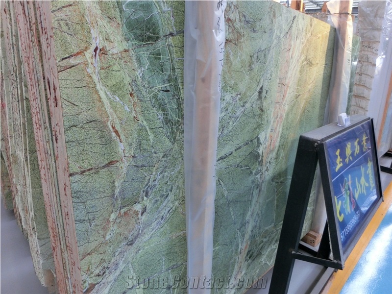Rain Forest Green Marble Tiles and Slabs