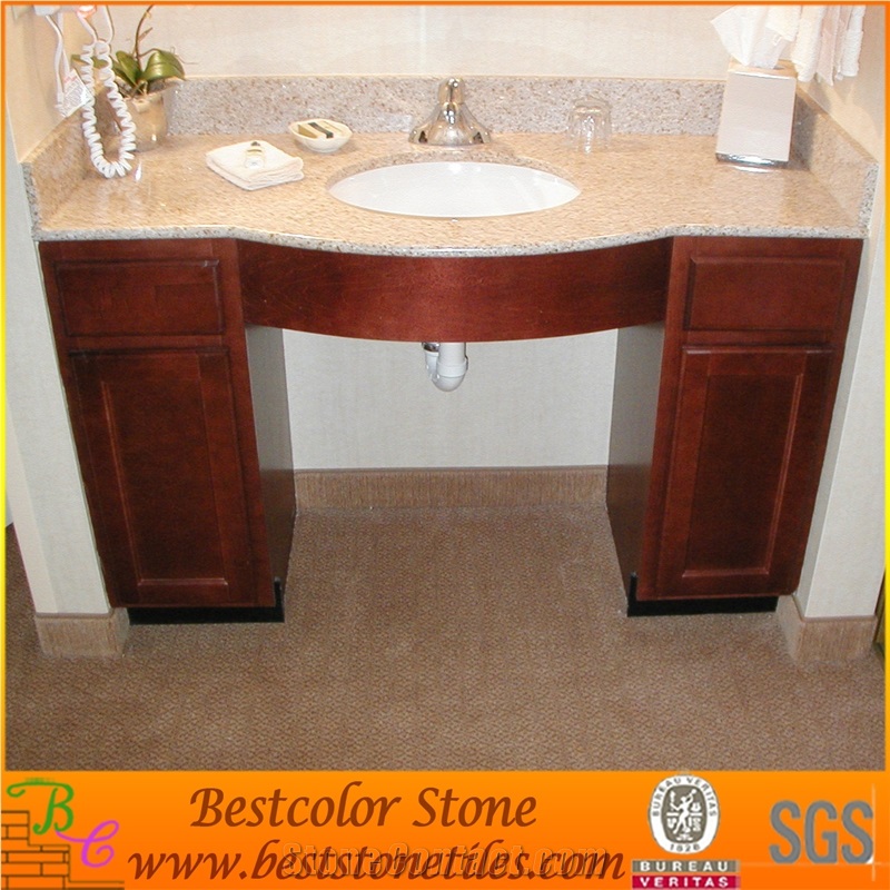 Bathroom Vanity Tops G682 Granite Stone in Hotel, G682 Golden Yellow Granite Bath Top