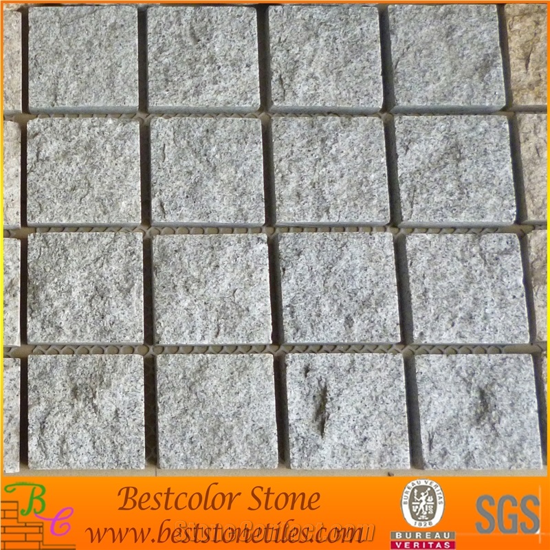 G603 Cobble Stone Meshed Tile, G603 Cobblestone Meshed Tile, Grey Cobblestone Meshed Tile, G603 Granite Cobble Stone